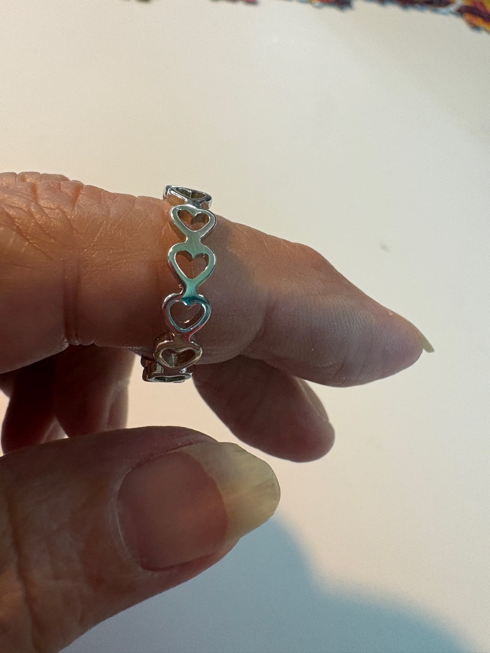 Silver Tone Heart Link Size 9
